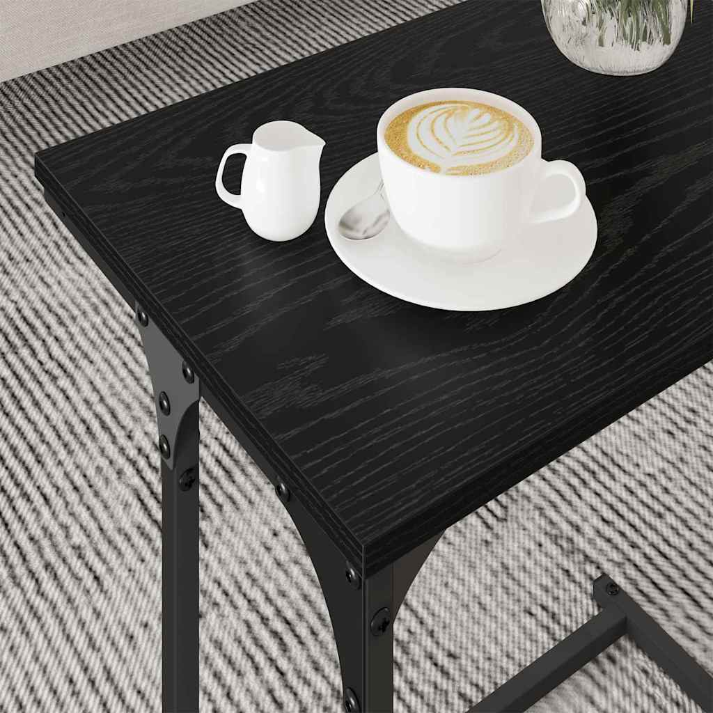 Masă de Cafea cu Tăvi Lăsate 3 pcs Stejar negru GartenMobel Dekor