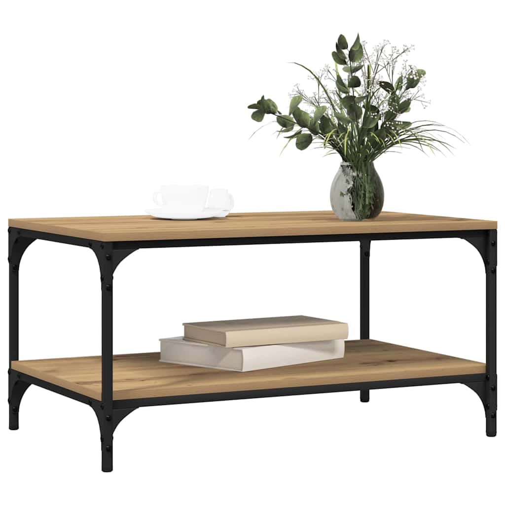 Masă de cafea stejar artizanal 80 x 50 x 40 cm Lemn compozit GartenMobel Dekor