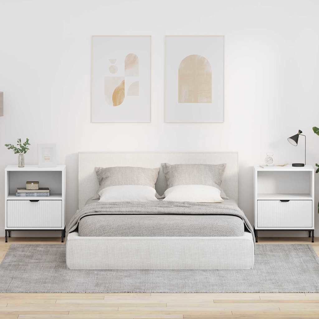 Mese de noptieră 2 pcs Alb 49 x 36 x 61 cm Lemn compozit GartenMobel Dekor