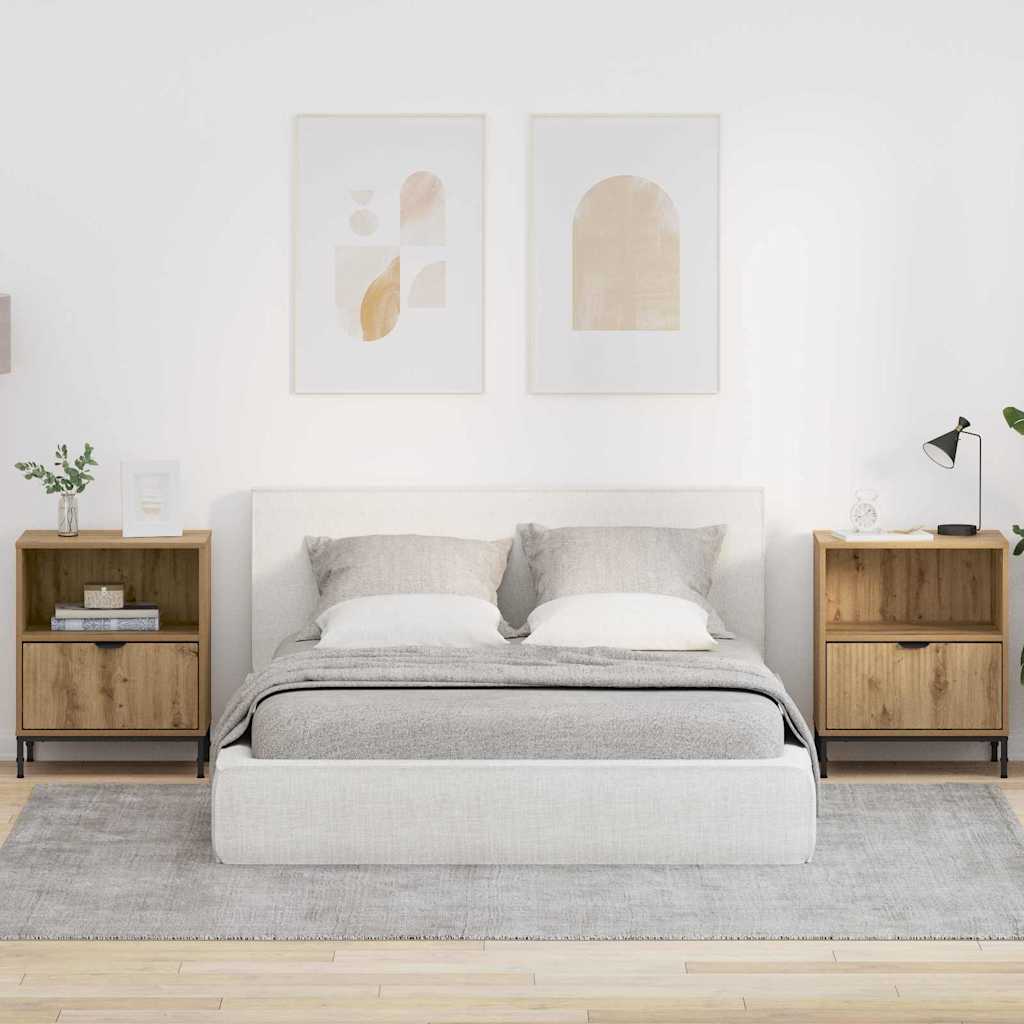 Mese de noptieră 2 pcs stejar artizanal 49 x 36 x 61 cm GartenMobel Dekor
