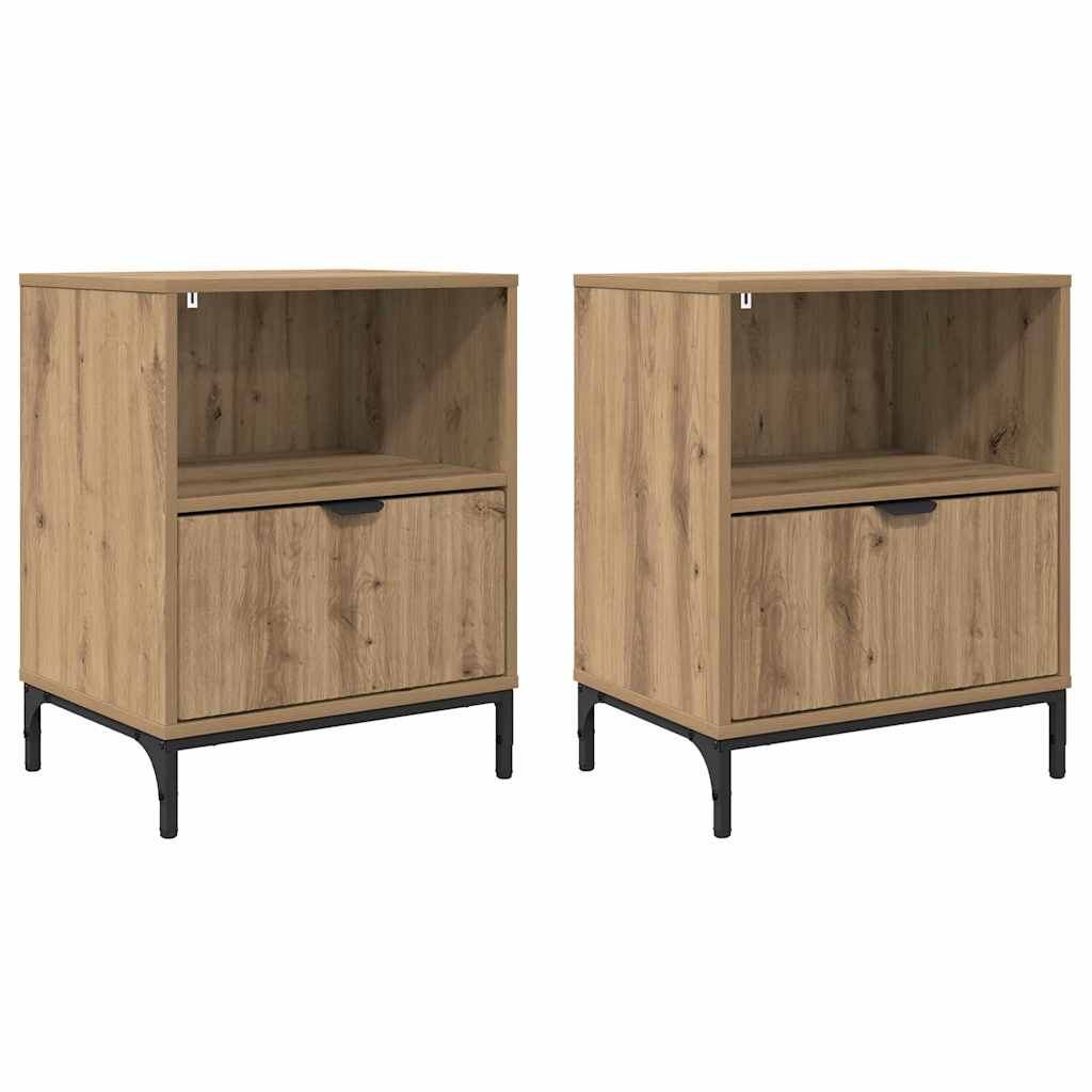 Mese de noptieră 2 pcs stejar artizanal 49 x 36 x 61 cm GartenMobel Dekor