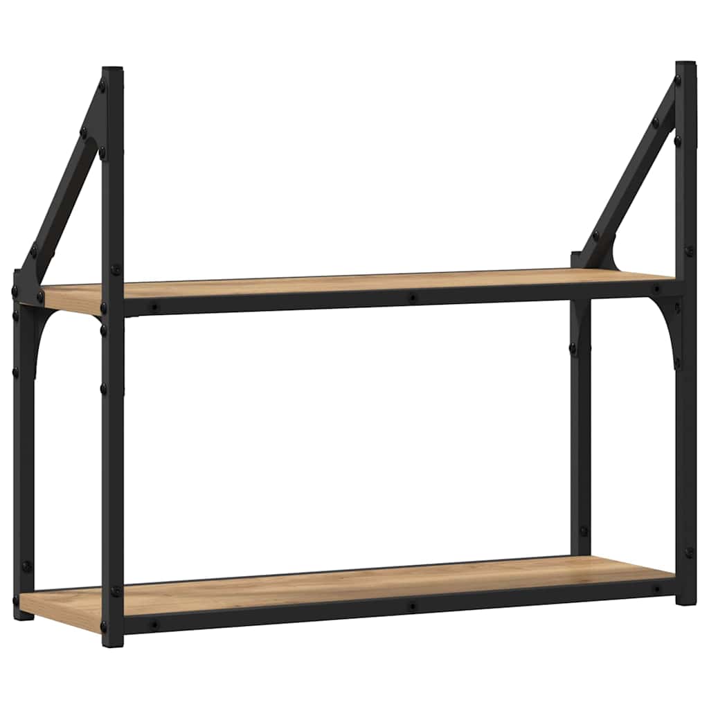 Raft de perete stejar artizanal 60 x 21 x 51 cm Lemn compozit GartenMobel Dekor