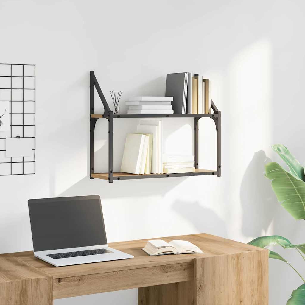 Raft de perete stejar artizanal 60 x 21 x 51 cm Lemn compozit GartenMobel Dekor