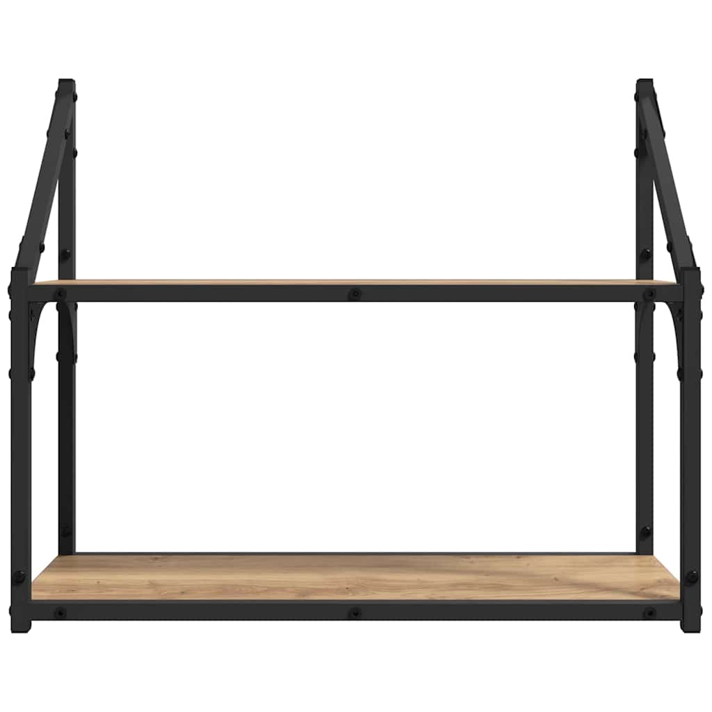 Raft de perete stejar artizanal 60 x 21 x 51 cm Lemn compozit GartenMobel Dekor