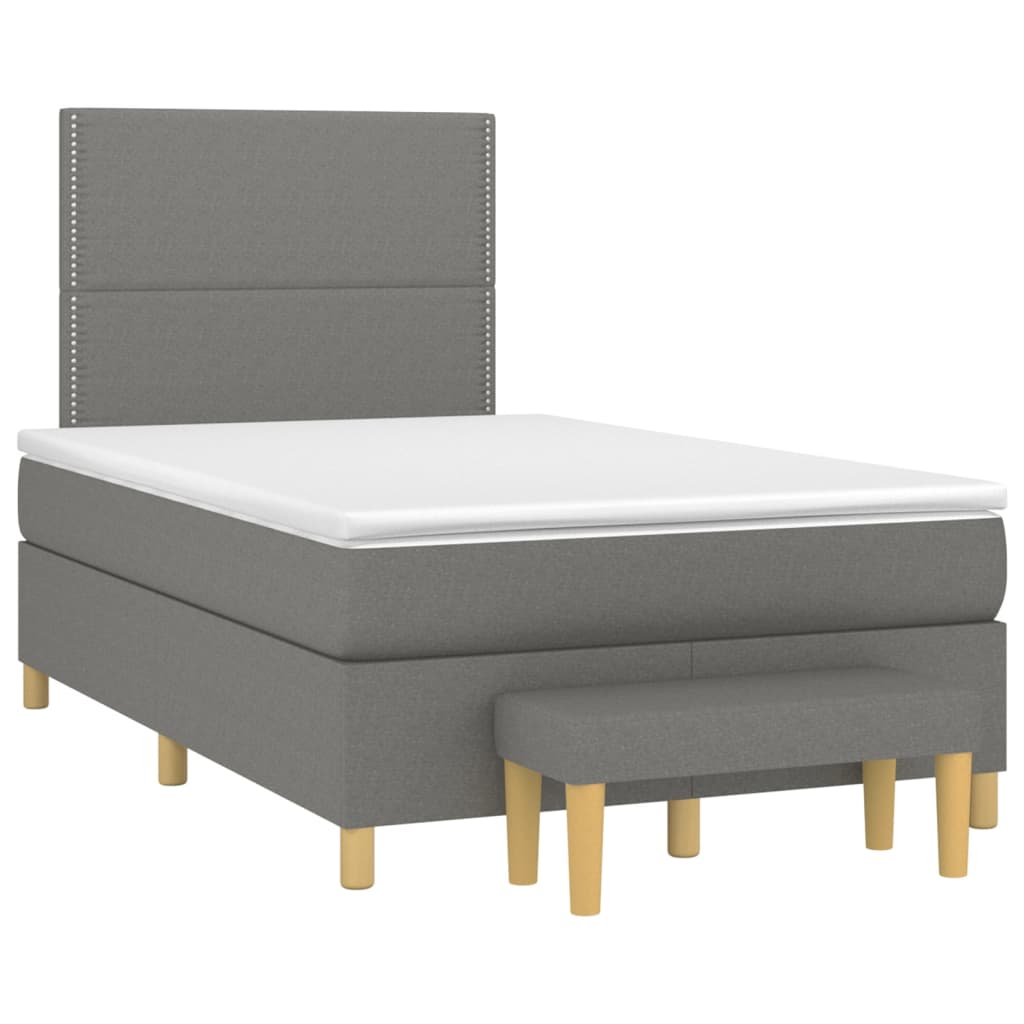 Pat box spring cu saltea, gri închis, 120x200 cm, textil GartenMobel Dekor