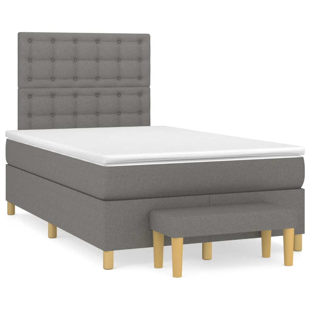 Pat box spring cu saltea, gri închis, 120x200 cm, textil GartenMobel Dekor