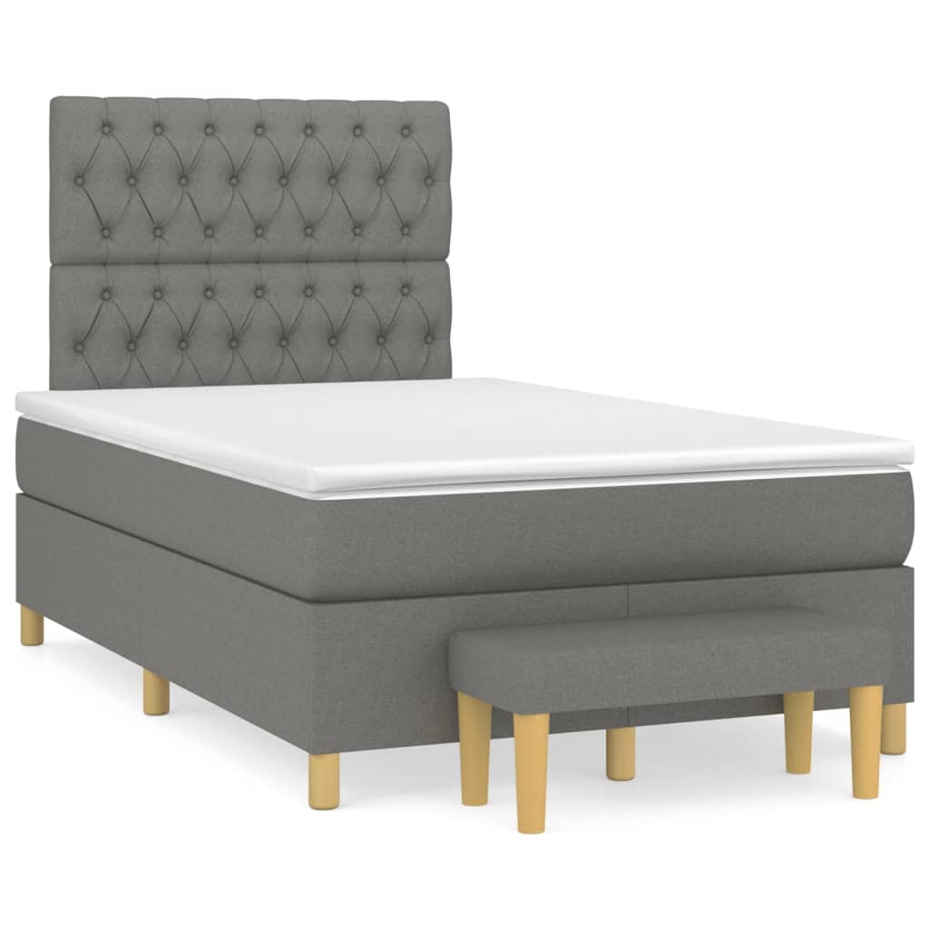 Pat box spring cu saltea, gri închis, 120x200 cm, textil GartenMobel Dekor