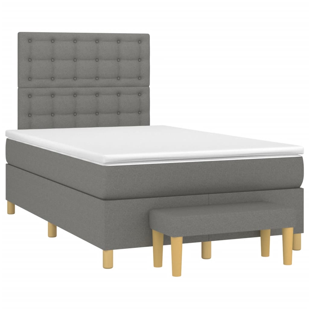 Pat box spring cu saltea, gri închis, 120x200 cm, textil GartenMobel Dekor