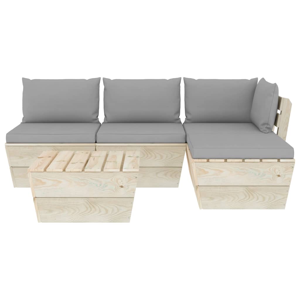 Set mobilier grădină din paleți cu perne, 5 piese, lemn molid GartenMobel Dekor