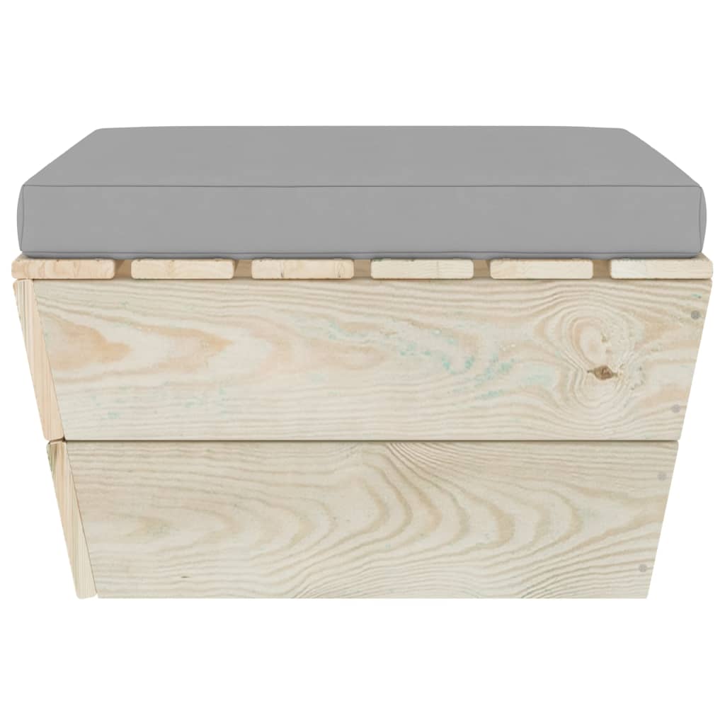 Taburet de grădină din paleți cu pernă, lemn de molid tratat GartenMobel Dekor