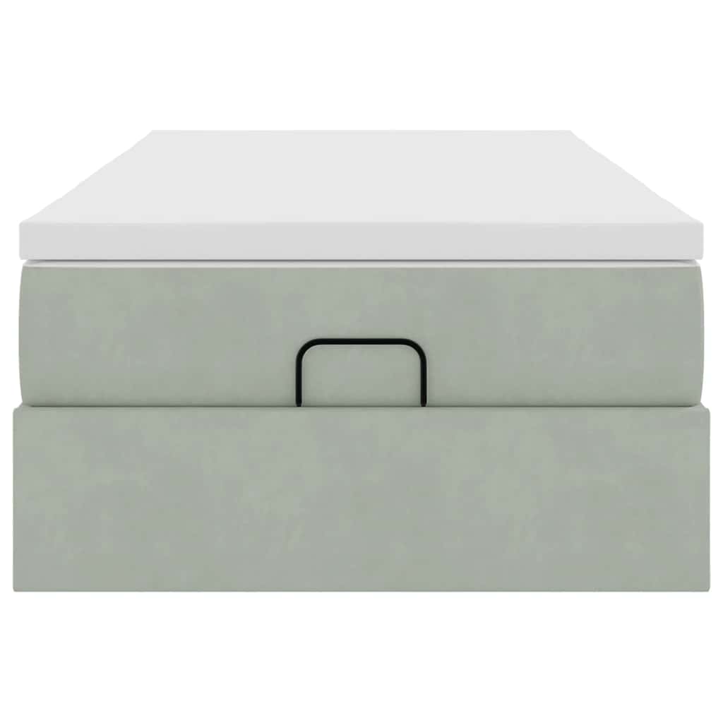 Cadru de pat otoman cu saltea Gri deschis 90x190cm catifea GartenMobel Dekor