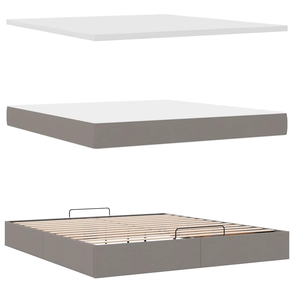 Cadru de pat otoman cu saltea Taupe 160x200cm Material GartenMobel Dekor