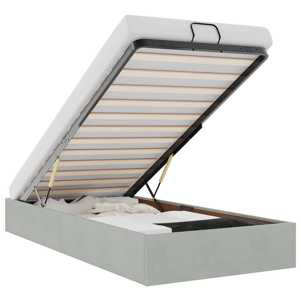 Cadru de pat otoman fără saltea Gri deschis 90x190 cm catifea GartenMobel Dekor