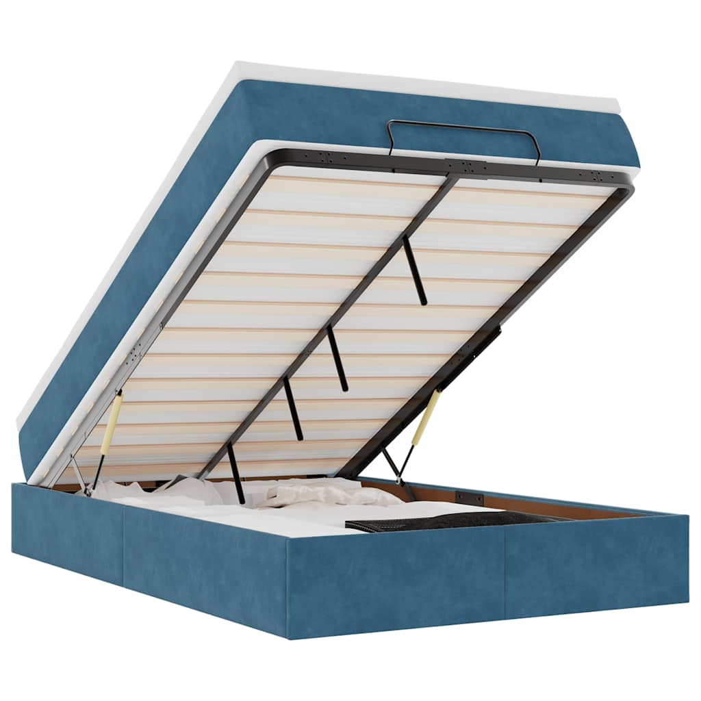 Pat otoman cu saltea, albastru închis, 120x190 cm, catifea GartenMobel Dekor