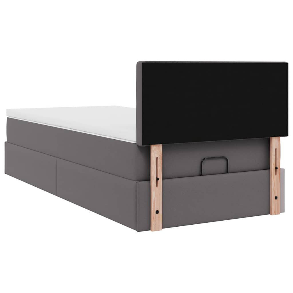 Pat otoman cu saltea, gri, 90x190cm, piele ecologică GartenMobel Dekor