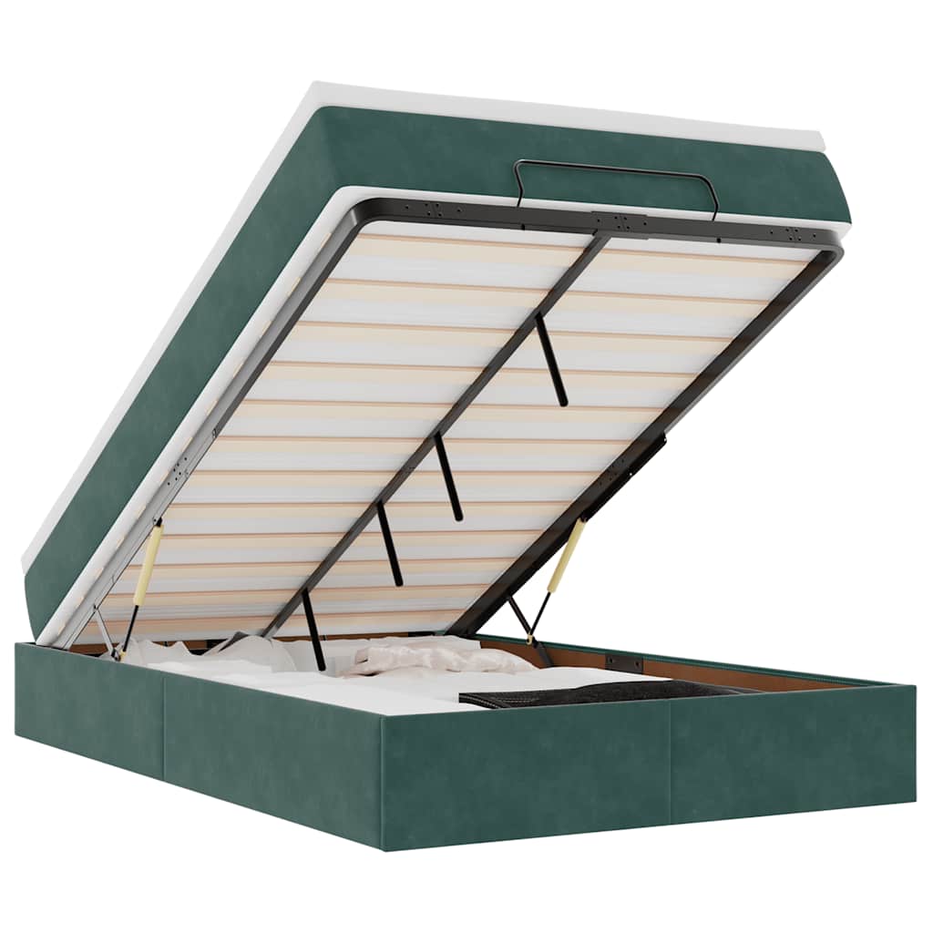 Pat otoman cu saltea, verde închis, 120x190 cm, catifea GartenMobel Dekor