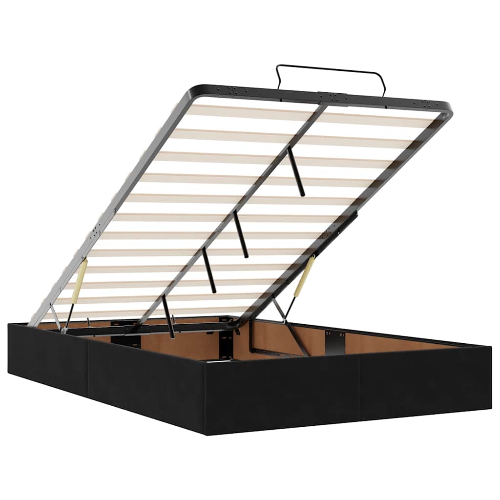 Cadru de pat otoman cu saltele, catifea neagră 120x190cm GartenMobel Dekor