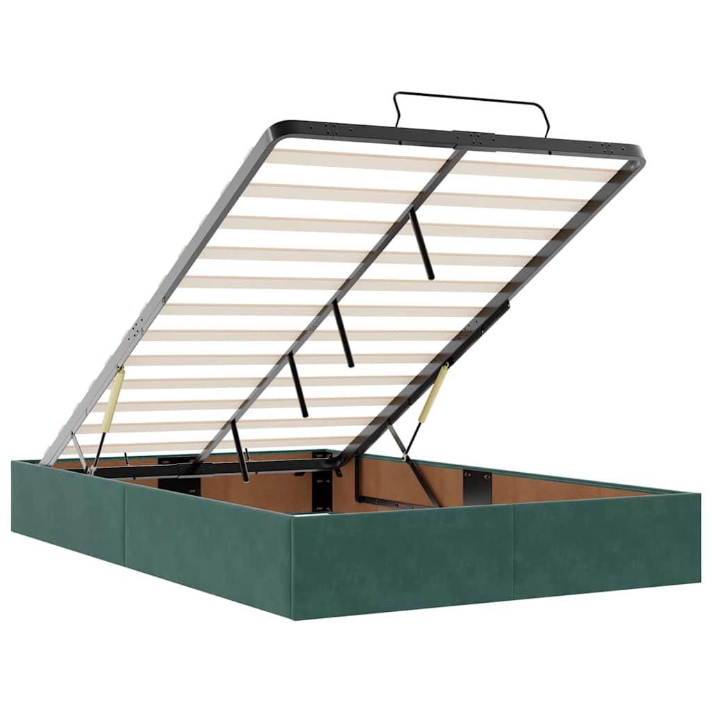 Cadru de pat otoman cu saltele, catifea verde închis 120x190cm GartenMobel Dekor