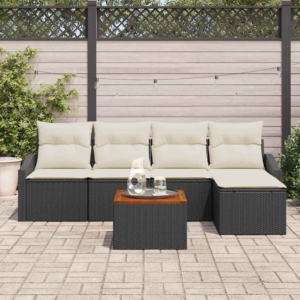 Set de canapele pentru grădină 6 pcs Negru și alb GartenMobel Dekor