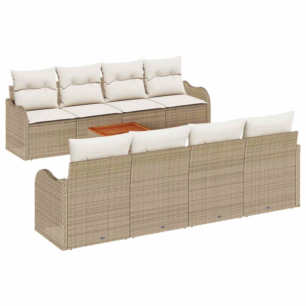 Set de canapele pentru grădină 9 pcs Bej și alb GartenMobel Dekor