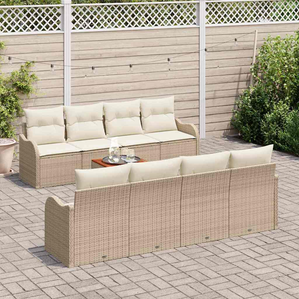 Set de canapele pentru grădină 9 pcs Bej și alb GartenMobel Dekor
