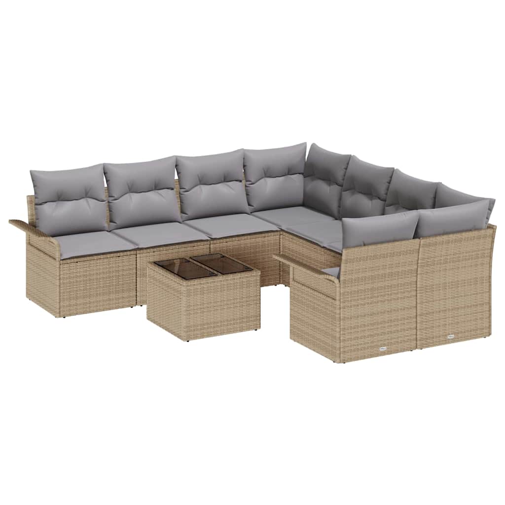 Set de canapele pentru grădină 9 pcs Bej și gri 55 x 55 x 37 cm GartenMobel Dekor