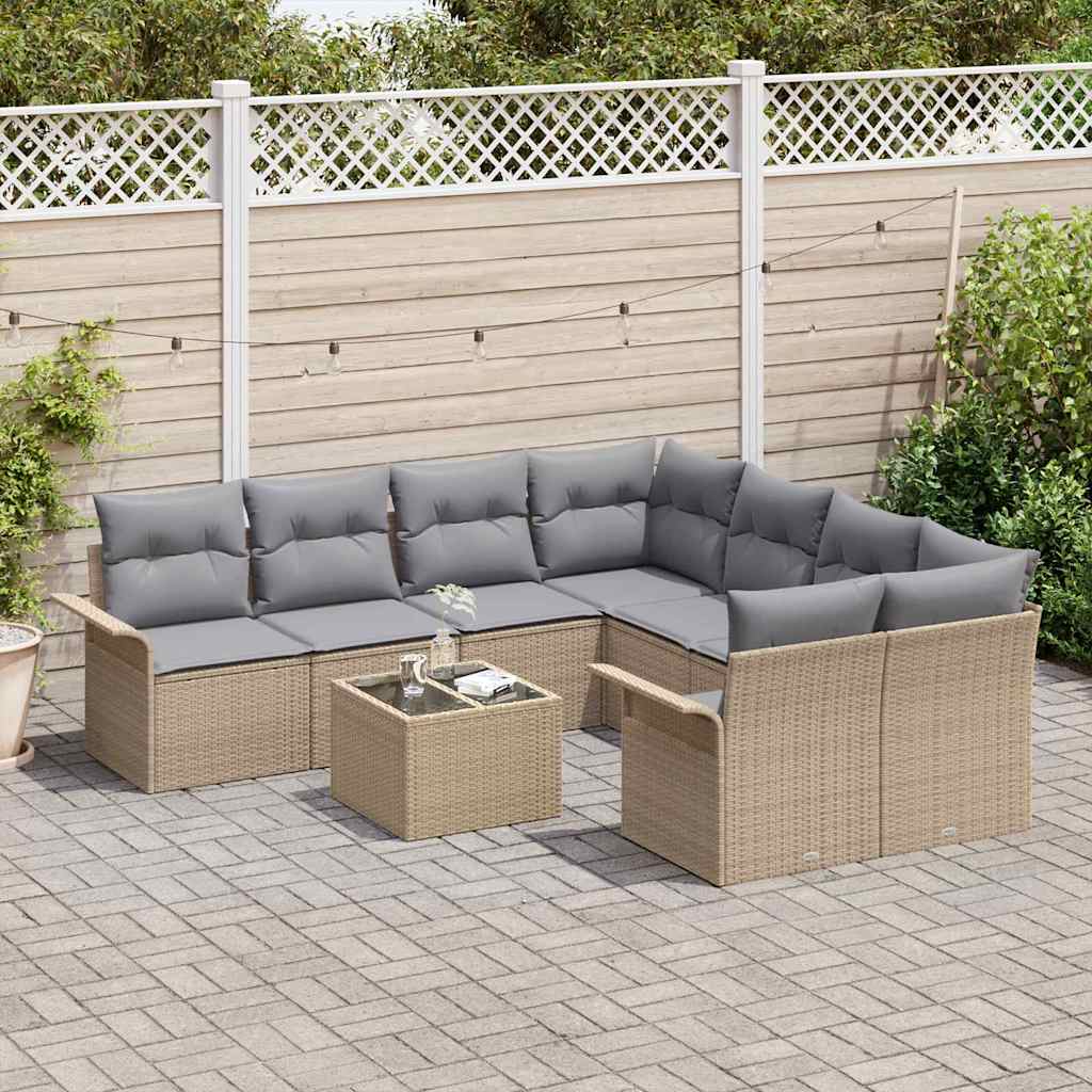 Set de canapele pentru grădină 9 pcs Bej și gri 55 x 55 x 37 cm GartenMobel Dekor