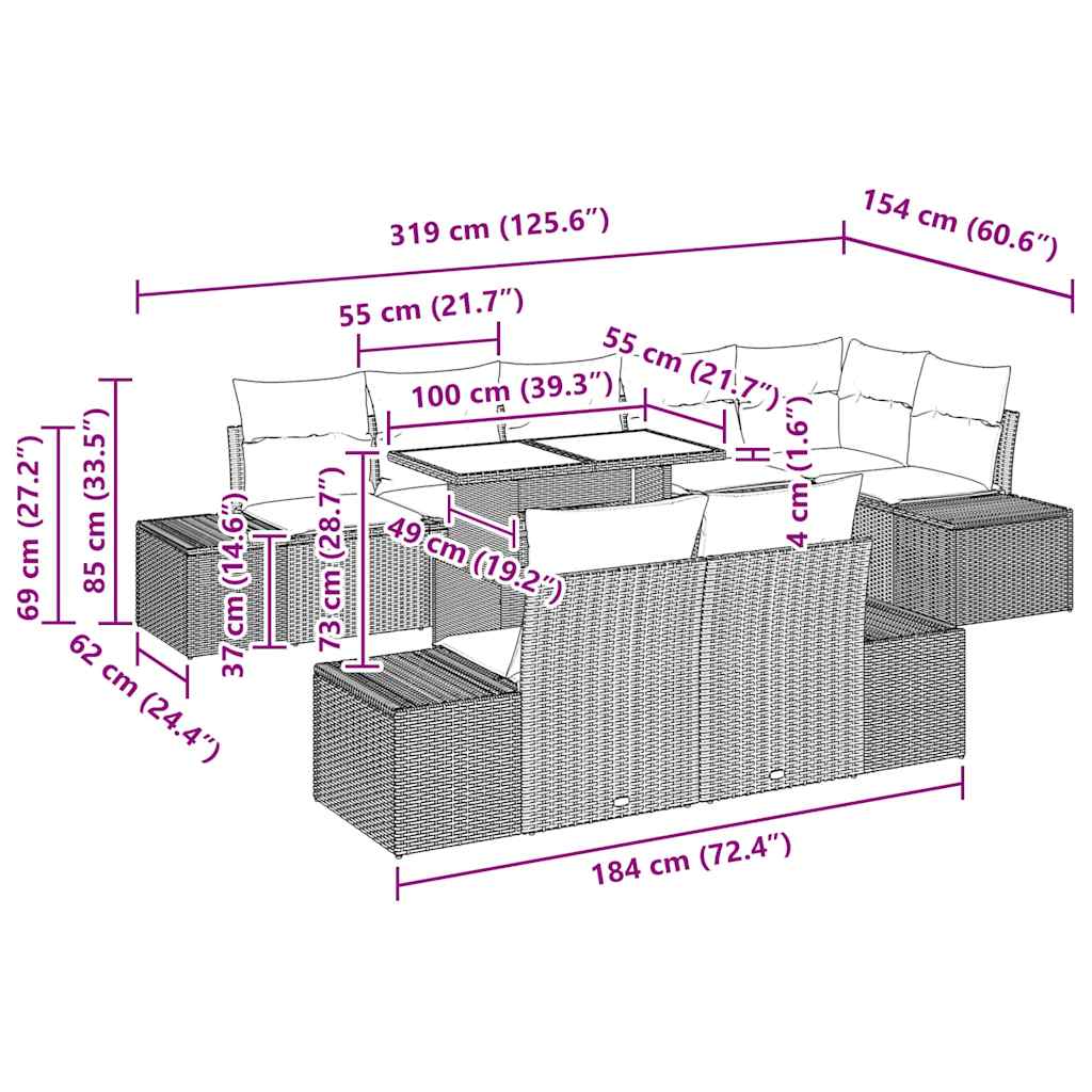 Set de canapele pentru grădină Manual 9 pcs bej și gri deschis GartenMobel Dekor