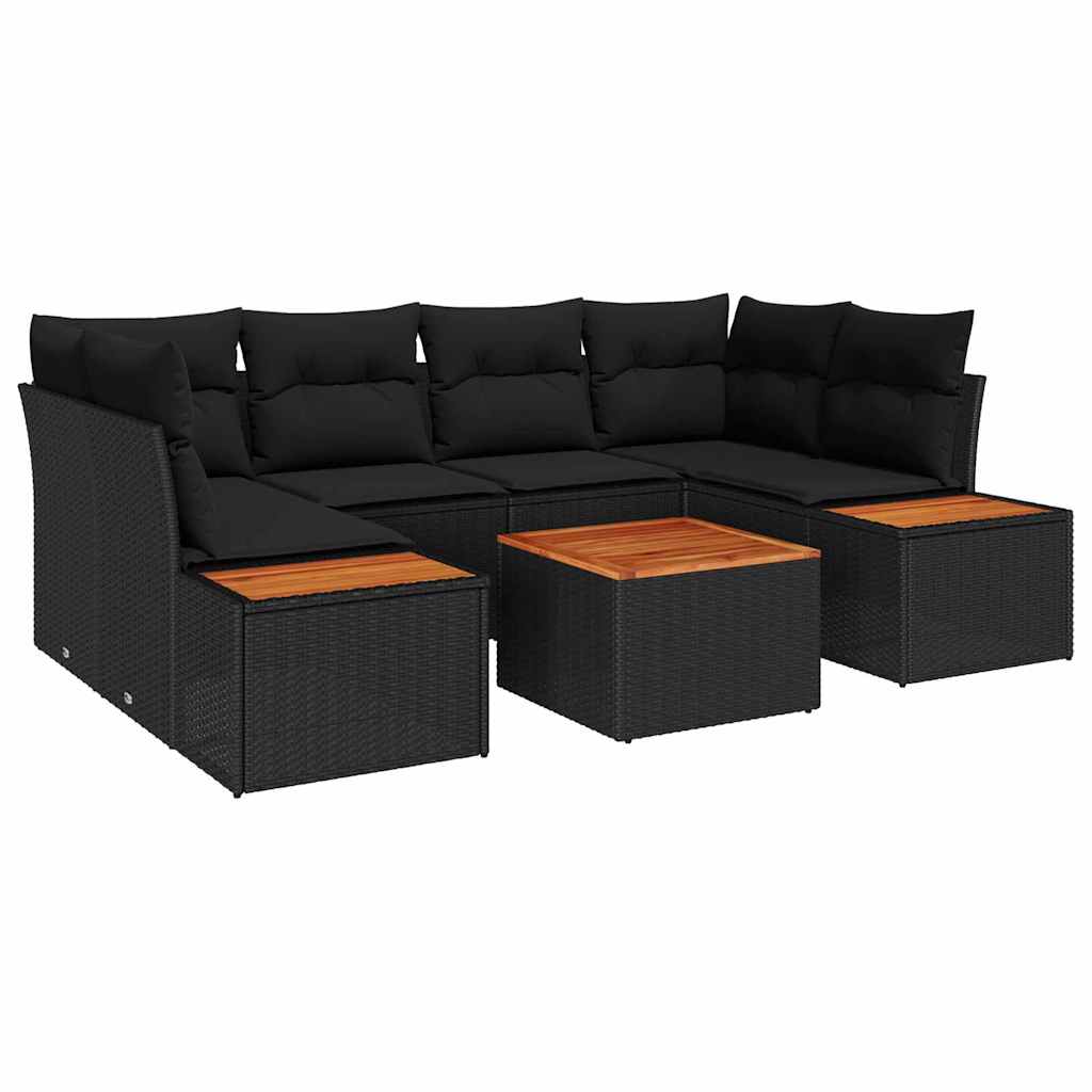 Set de canapele pentru grădină cu pernă 6 pcs Negru Rattan poli GartenMobel Dekor