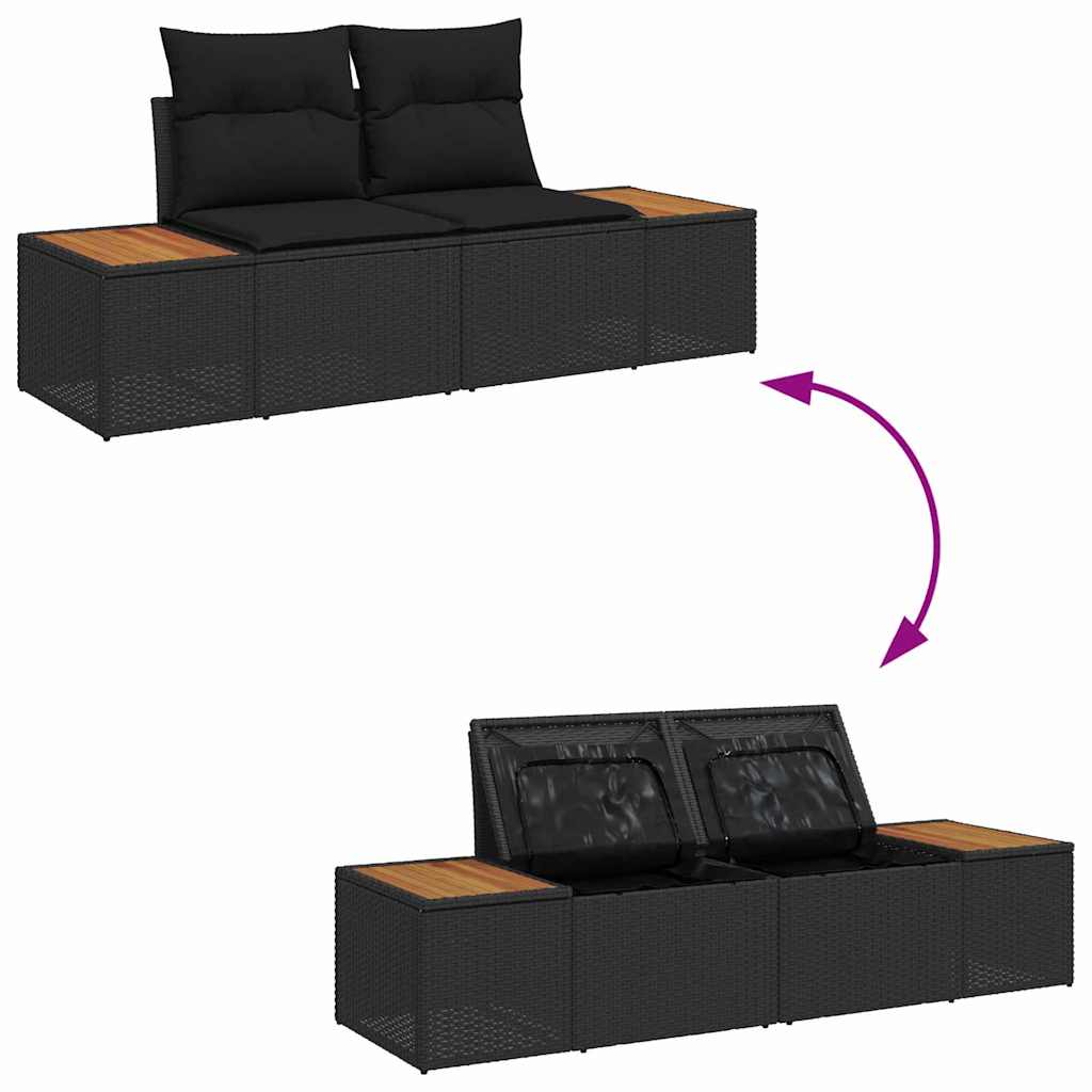 Set de canapele pentru grădină cu pernă 6 pcs Negru Rattan poli GartenMobel Dekor