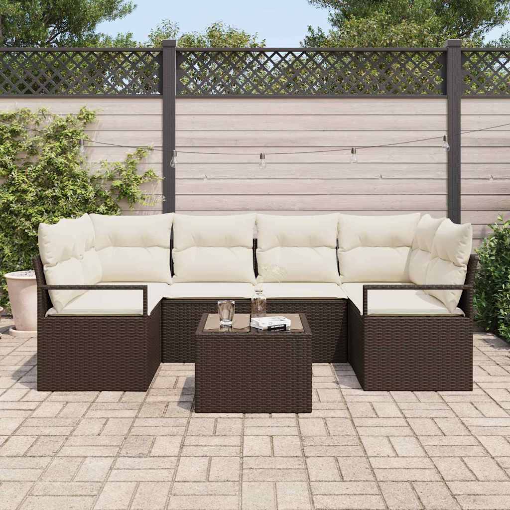 Set de canapele pentru grădină cu pernă 7 pcs Maro și Crem GartenMobel Dekor