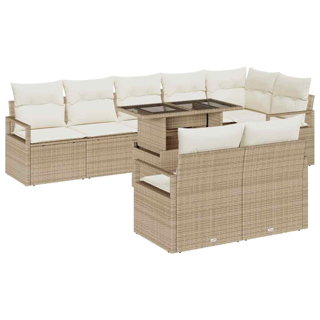 Set de canapele pentru grădină cu pernă 9 pcs bej și crem GartenMobel Dekor