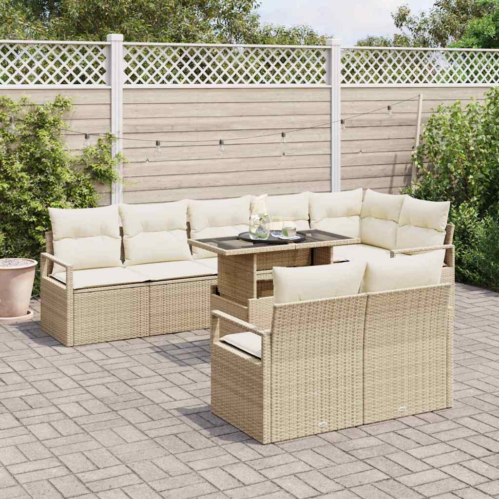 Set de canapele pentru grădină cu pernă 9 pcs bej și crem GartenMobel Dekor