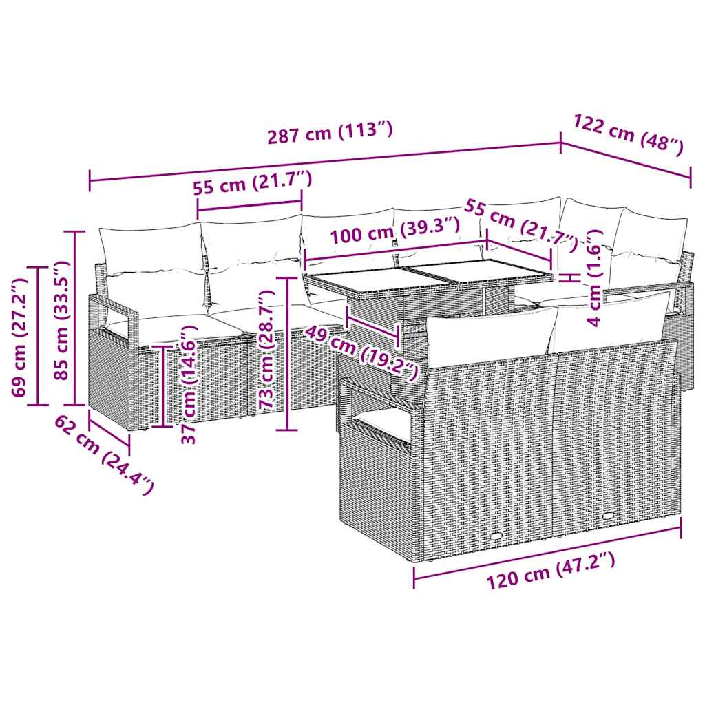 Set de canapele pentru grădină cu pernă 9 pcs bej și crem GartenMobel Dekor