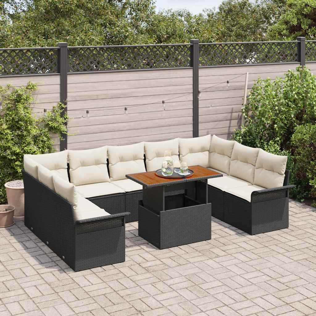 Set de canapele pentru grădină 10 pcs Negru Rattan poli GartenMobel Dekor