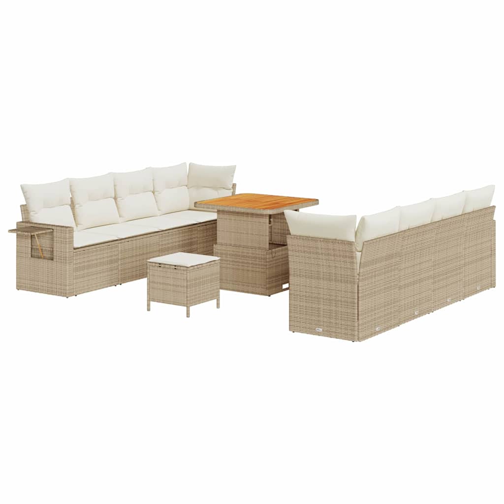Set de canapele pentru grădină 11 pcs Bej Rattan poli GartenMobel Dekor
