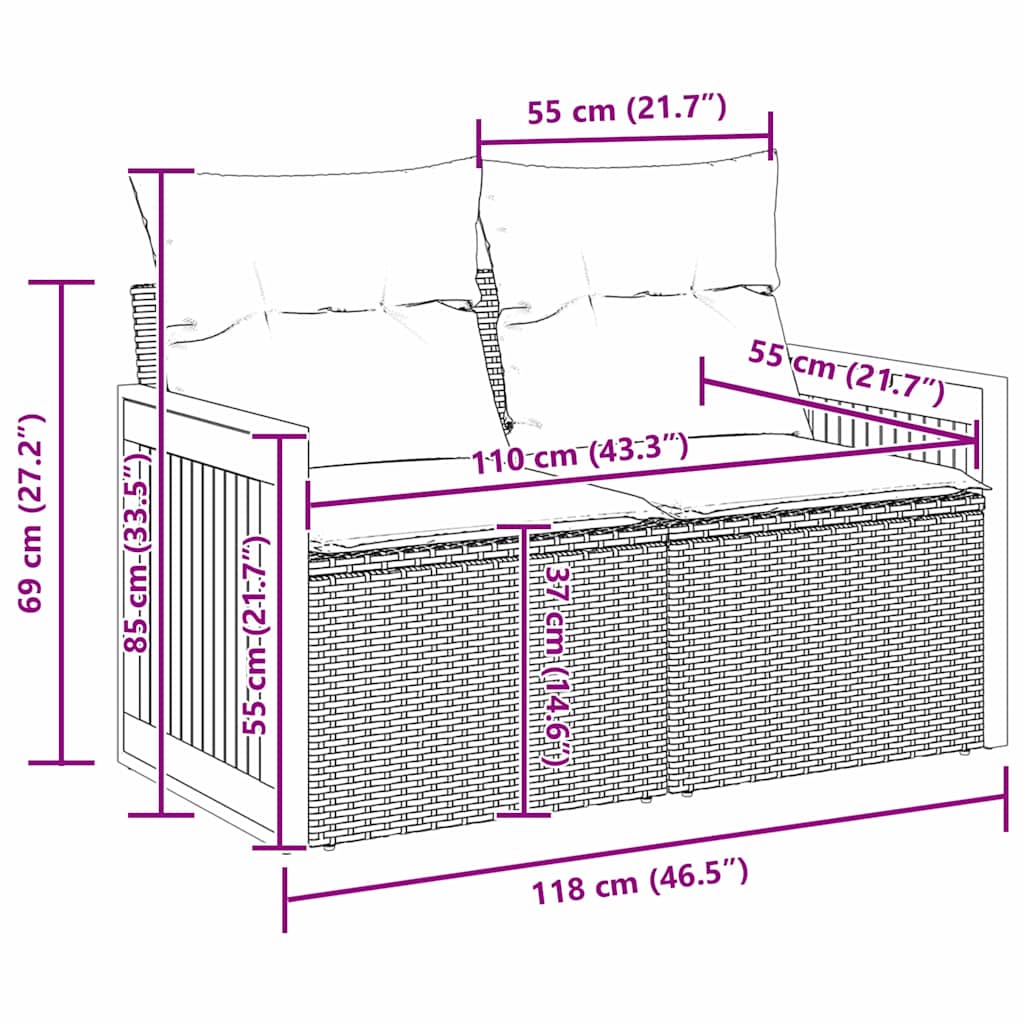 Set de canapele pentru grădină 13 pcs Gri 100 x 100 x 71 cm GartenMobel Dekor