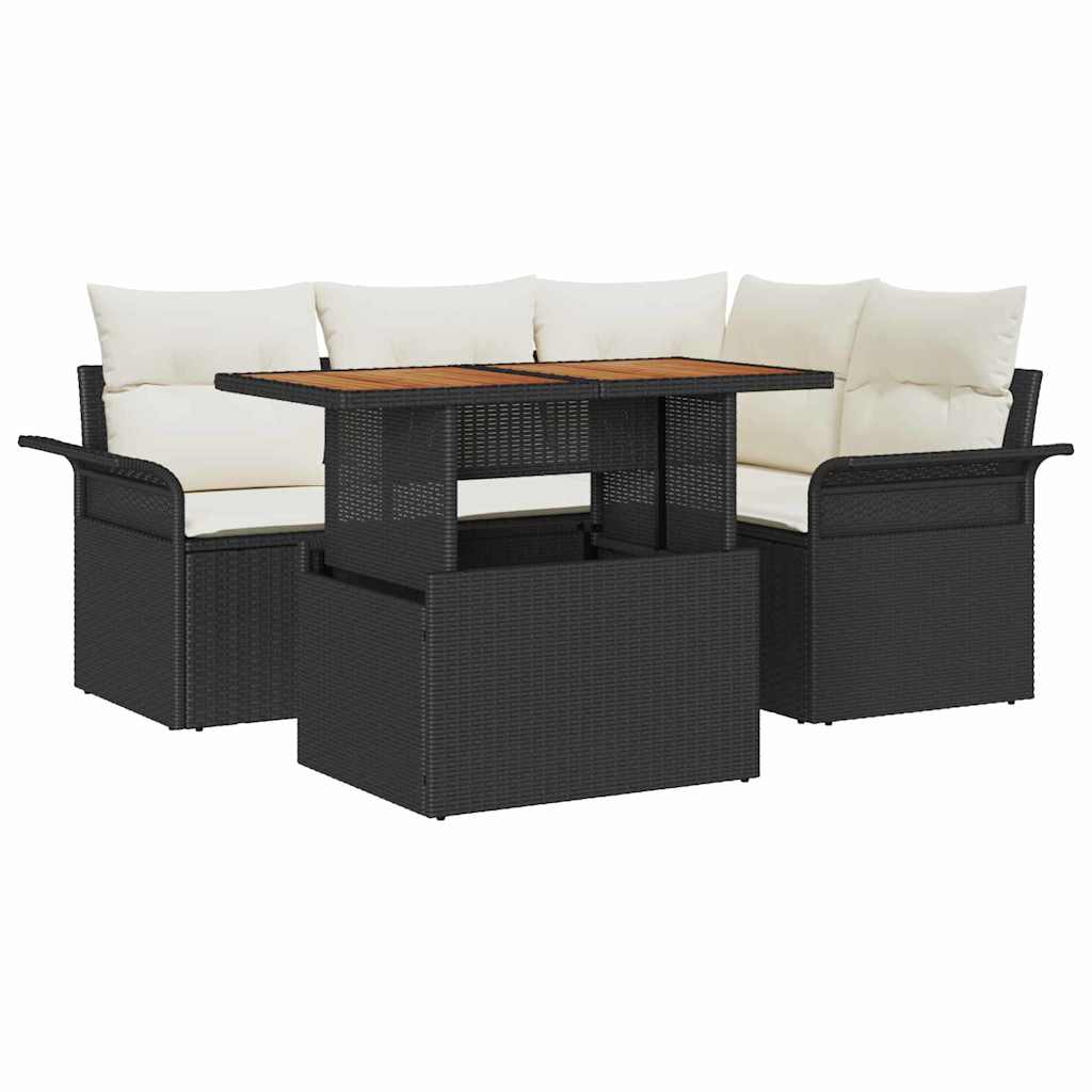 Set de canapele pentru grădină 5 pcs Negru Rattan poli GartenMobel Dekor