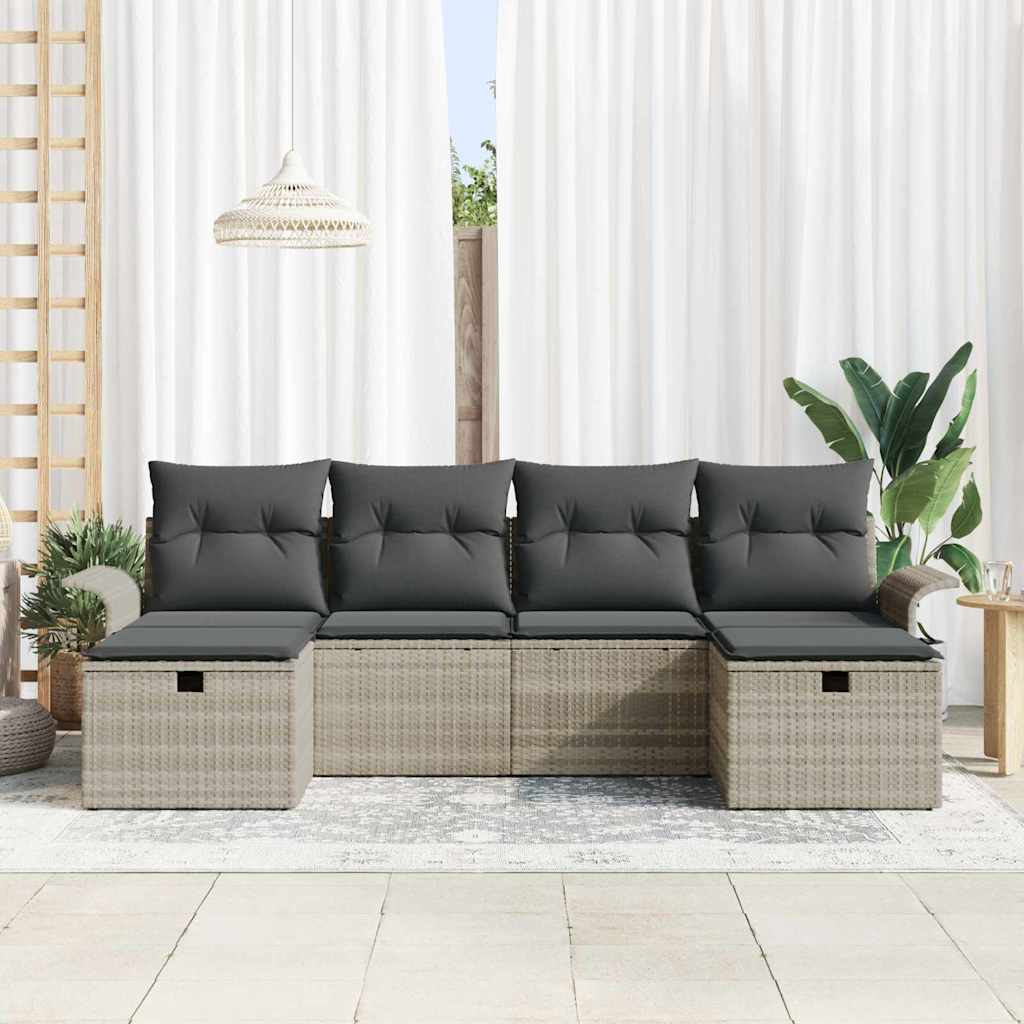Set de canapele pentru grădină 6 pcs Gri deschis Rattan poli GartenMobel Dekor