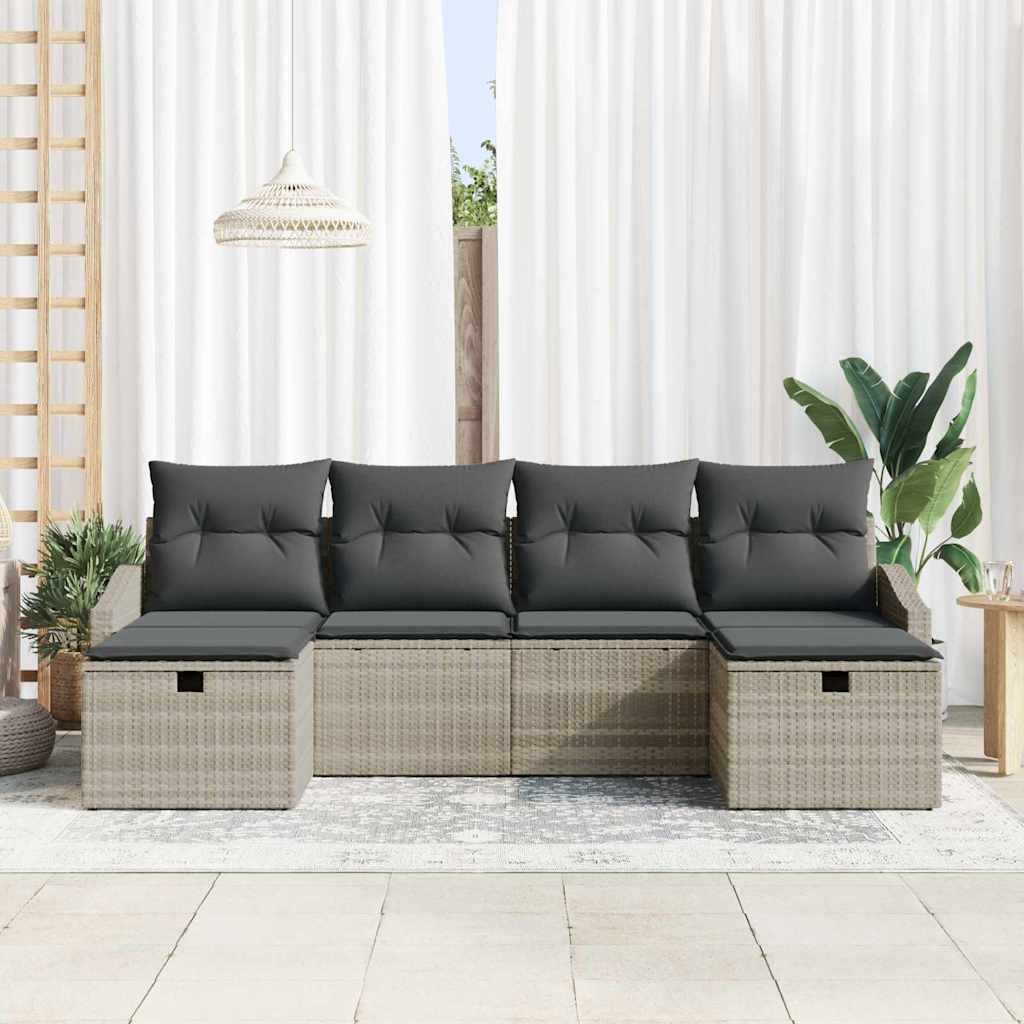 Set de canapele pentru grădină 6 pcs Gri deschis Rattan poli GartenMobel Dekor