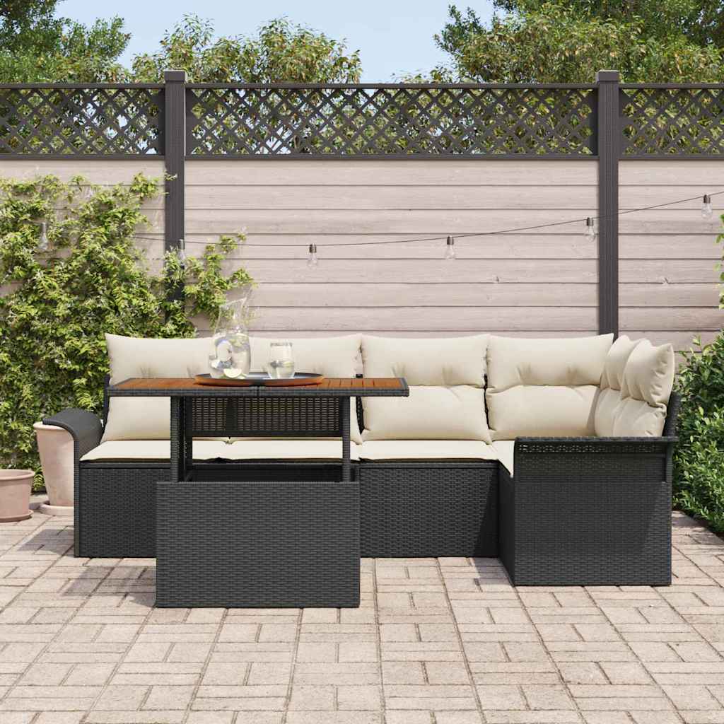 Set de canapele pentru grădină 6 pcs Negru Rattan poli GartenMobel Dekor