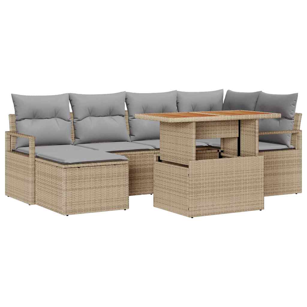 Set de canapele pentru grădină 7 pcs Bej Rattan poli GartenMobel Dekor