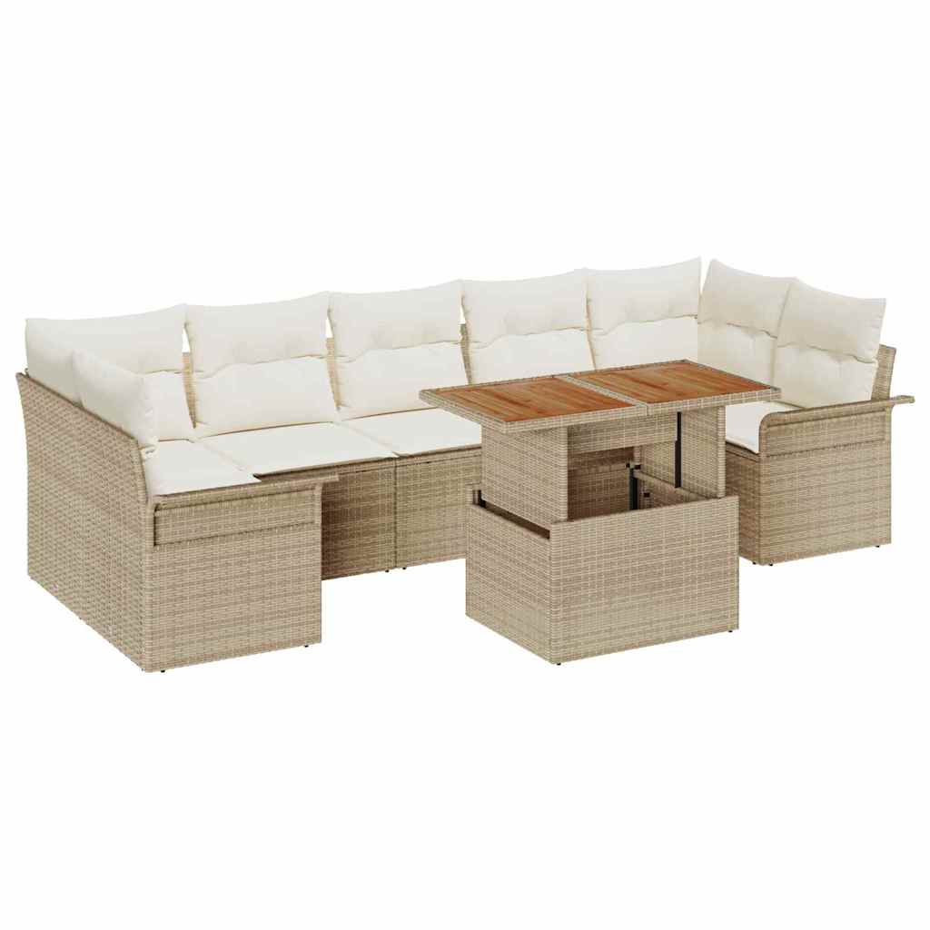 Set de canapele pentru grădină 8 pcs Bej Rattan poli GartenMobel Dekor