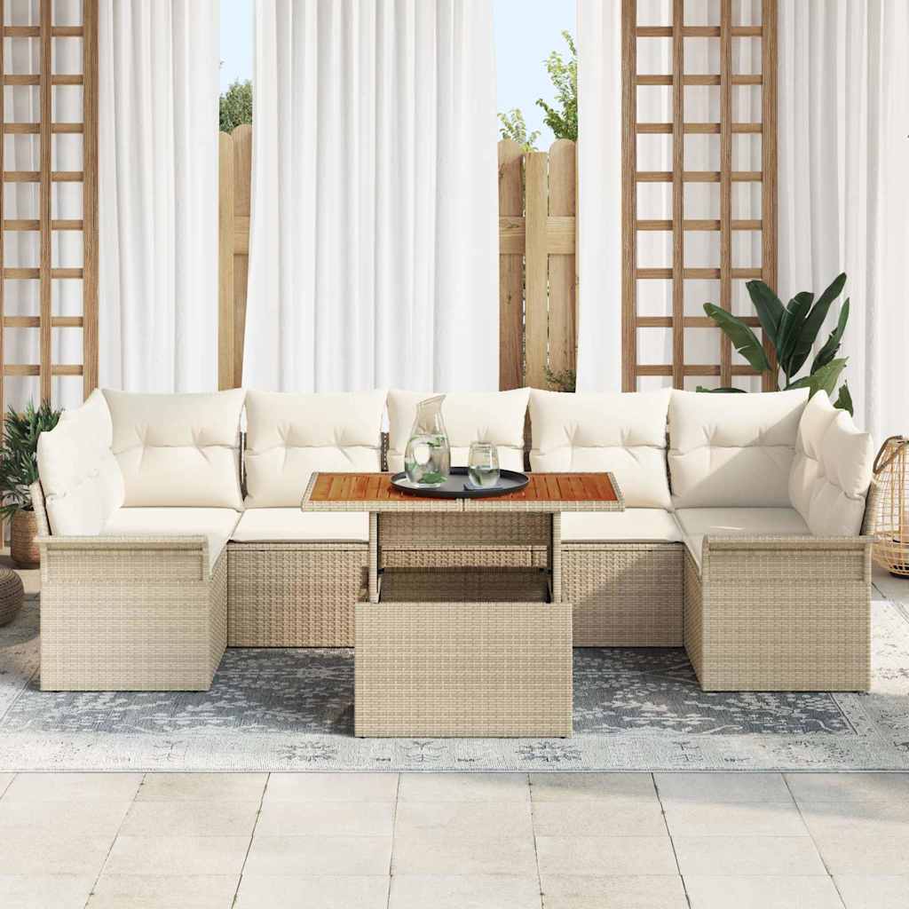Set de canapele pentru grădină 8 pcs Bej Rattan poli GartenMobel Dekor