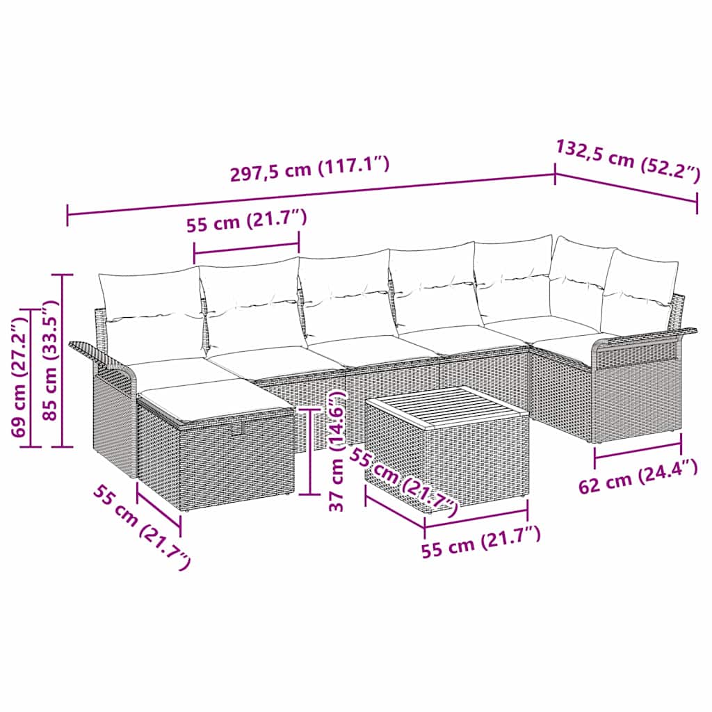 Set de canapele pentru grădină 8 pcs Bej poliratan GartenMobel Dekor