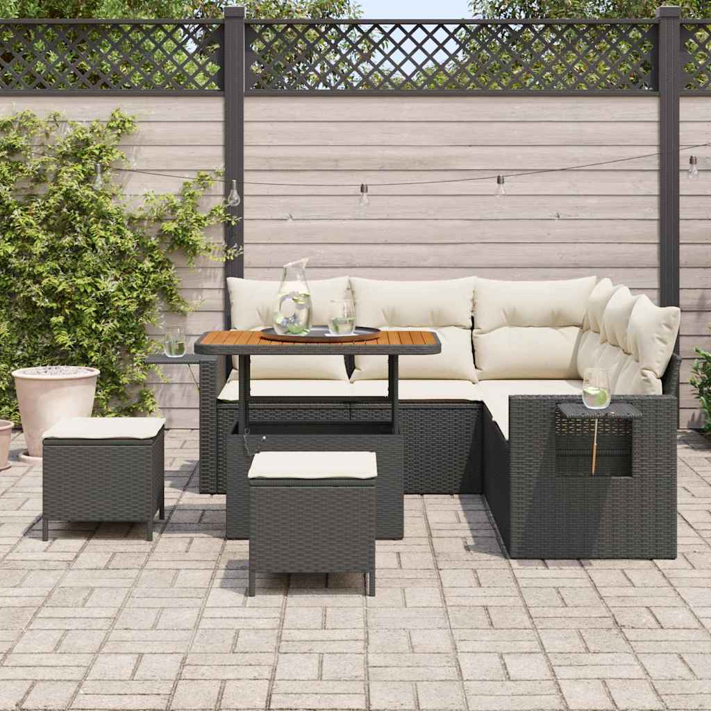 Set de canapele pentru grădină 8 pcs Negru poliratan GartenMobel Dekor