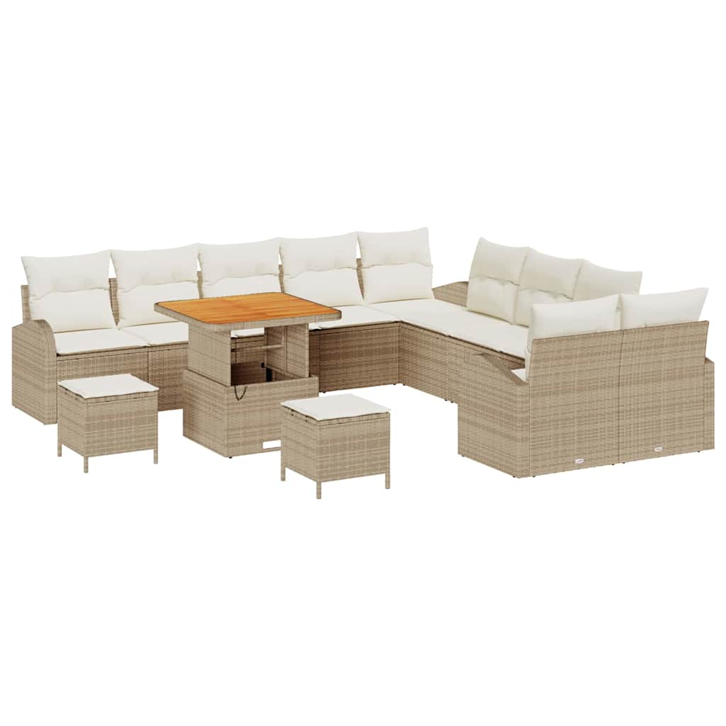 Set de canapele pentru grădină cu pernă 13 pcs Bej Rattan poli GartenMobel Dekor