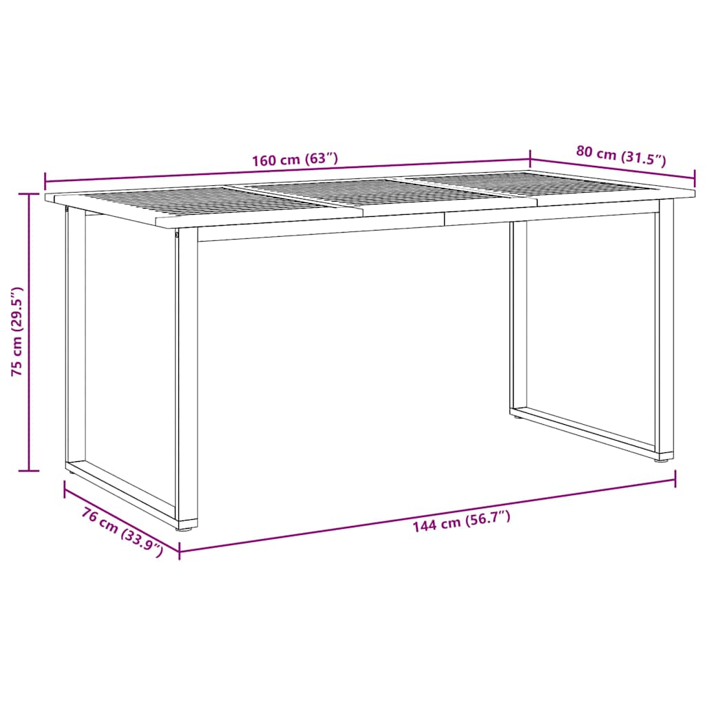 Masă de grădină pentru dining Gri 160 x 80 x 75 cm GartenMobel Dekor