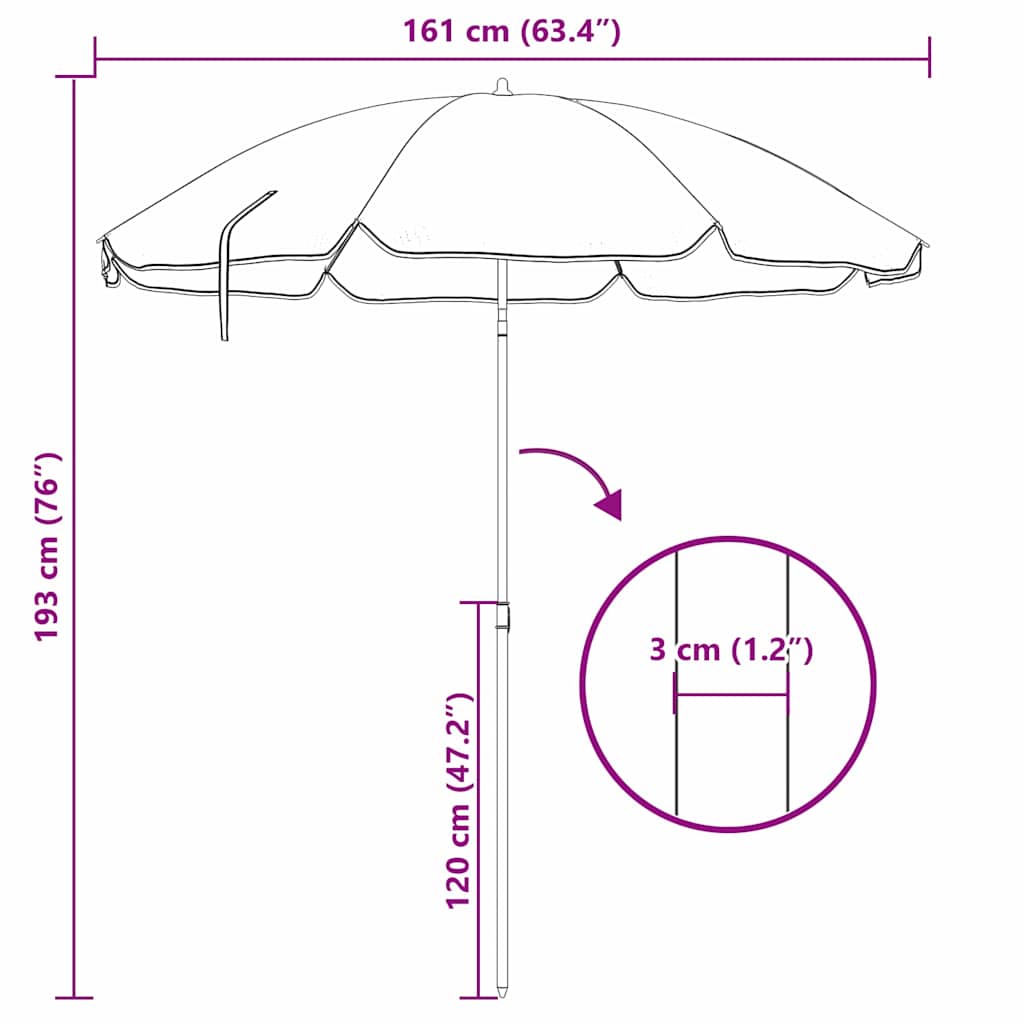 Parasol de Plajă Verde 161 x 193 cm Poliester GartenMobel Dekor