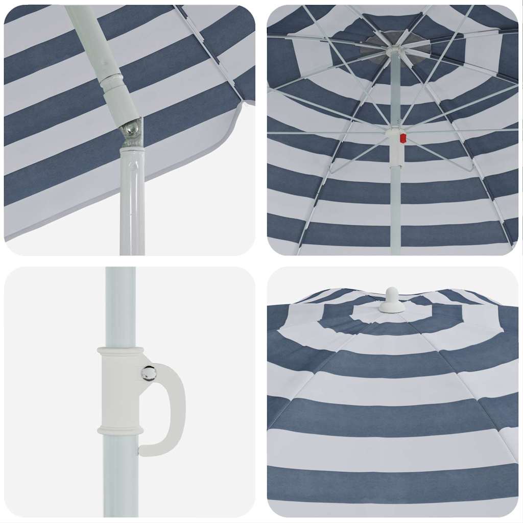 Parasol de Plajă albastru 263 x 263 x 272 cm Poliester și metal GartenMobel Dekor